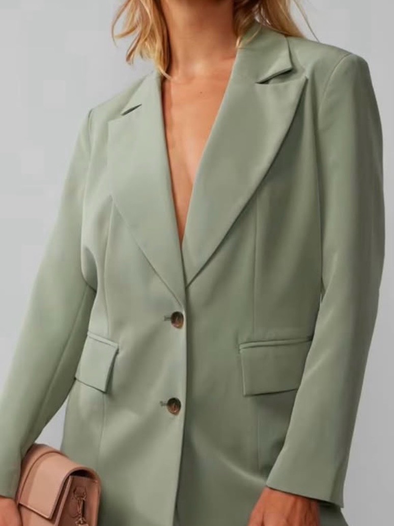New York & Company Light Sage Green Single-Breasted Blazer